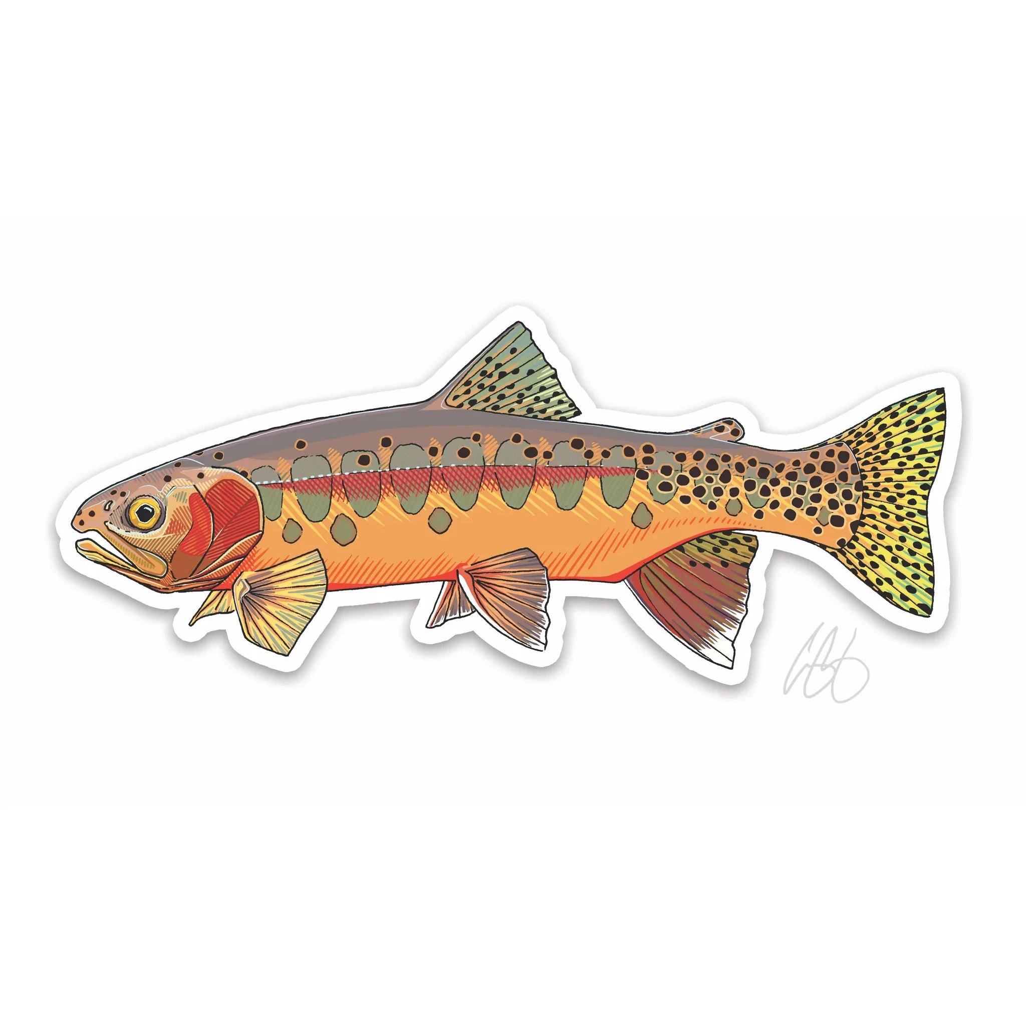 Fishing reel durable control-Underwood Golden Trout Sticker