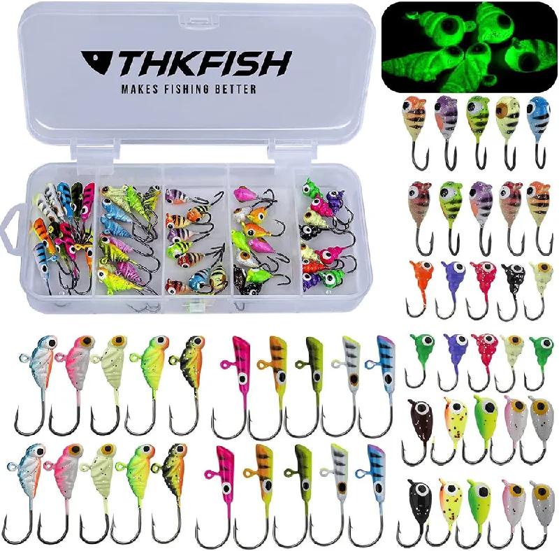 Fishing reel smooth stability-THKFISH 50PCS/31PCS Ice Fishing Jigs Heads Jigs Kit