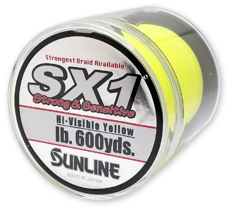 Fishing hook quick steady-Sunline SX1 Braided Line Hi-Vis Yellow- 600yd