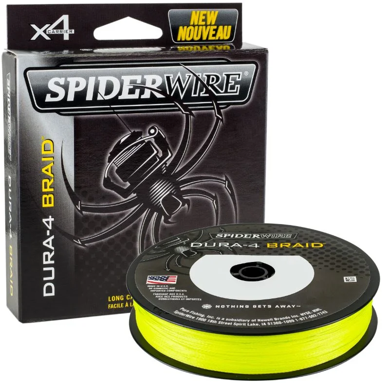 Fishing tackle durable case-New Spiderwire Dura-4 Braid Hi-Vis Yellow 150m & 300m Spools - All Sizes