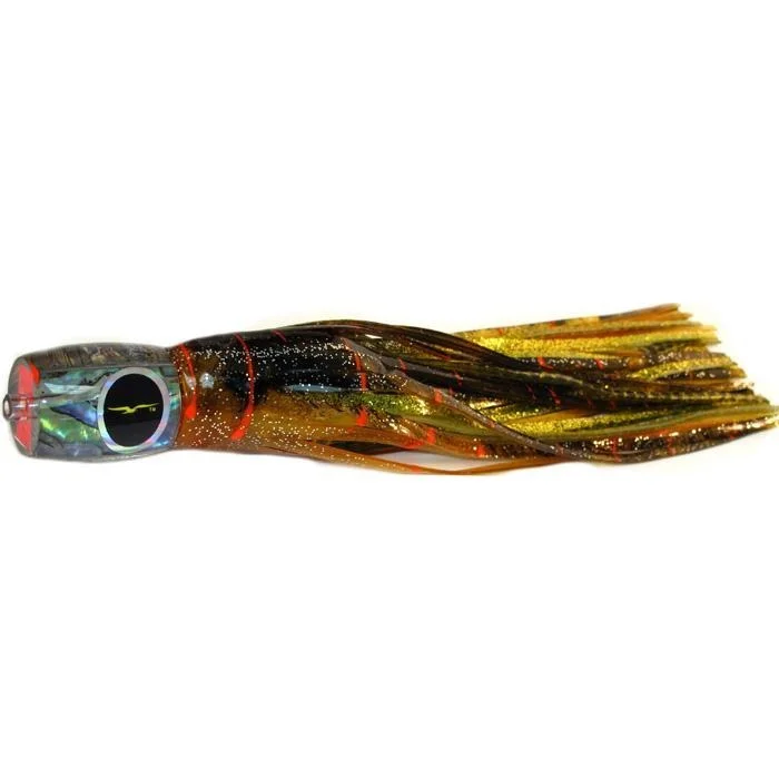 Fishing tackle durable case-Black Bart Mahi Candy Medium Tackle Lure - Brown Gold Orange/Gold Dot