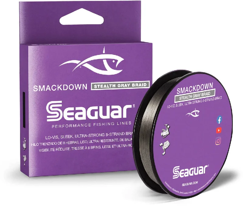 Fishing line cast strength-Seaguar Smackdown Braid 300 Yards Stealth Gray