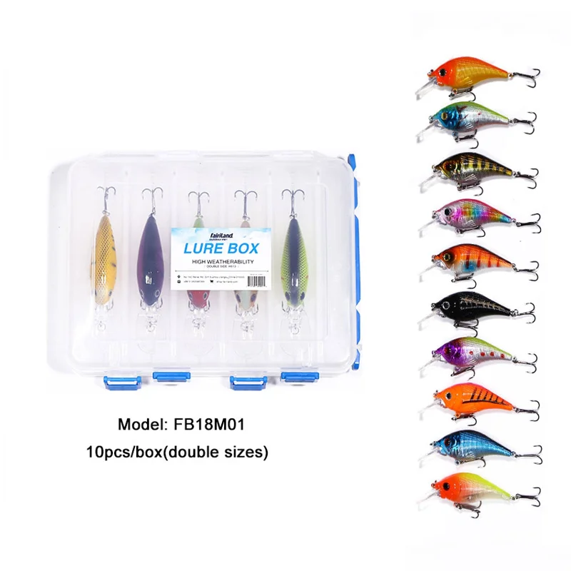 Fishing rod telescopic pouch-10pcs 6cm/11g Mini Minnow Fishing Lures 10 Colors with Lure Box