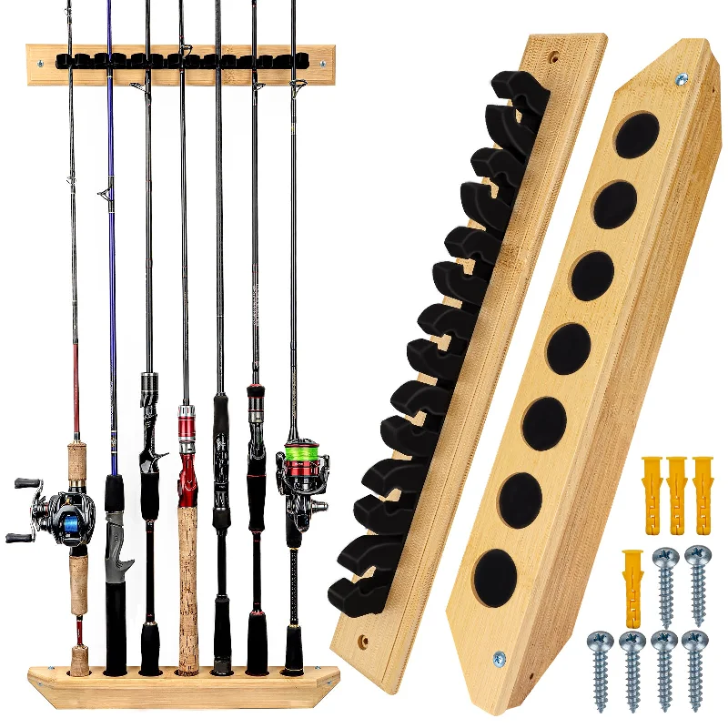 Fishing rod sturdy case-THKFISH Vertical / Horizontal Wall-Mount Fishing Rod Racks - Store 7 Rods