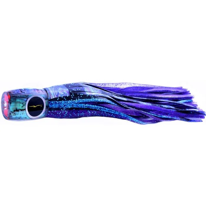 Fishing line knot stability-Black Bart Mahi Candy Medium Tackle Lure - Black Purple Split/Purple Fleck