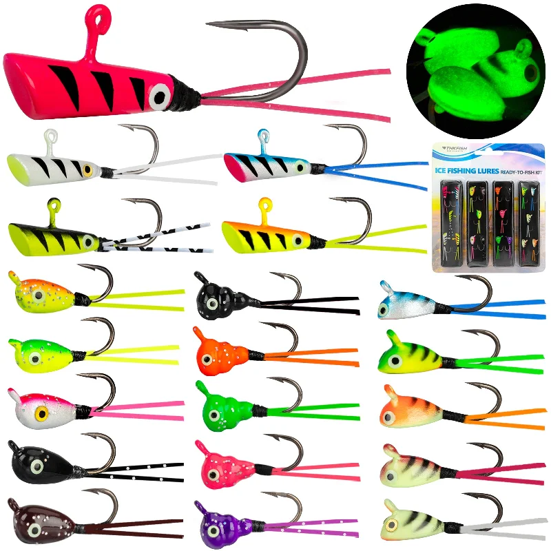 Fishing reel high balance-THKFISH Ice Fishing Lures Ice Fishing Jigs Ice Fishing Gear Hard Fishing Lures and Jigs Walleye Ice Fishing Kit Crappie Panfish Pike Jigs 20PCS