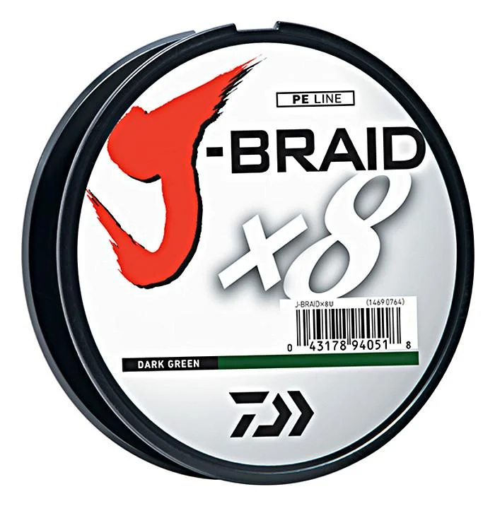 Fishing reel low support-Daiwa J-Braid X8 Braided Line 165 Yards Dark Green