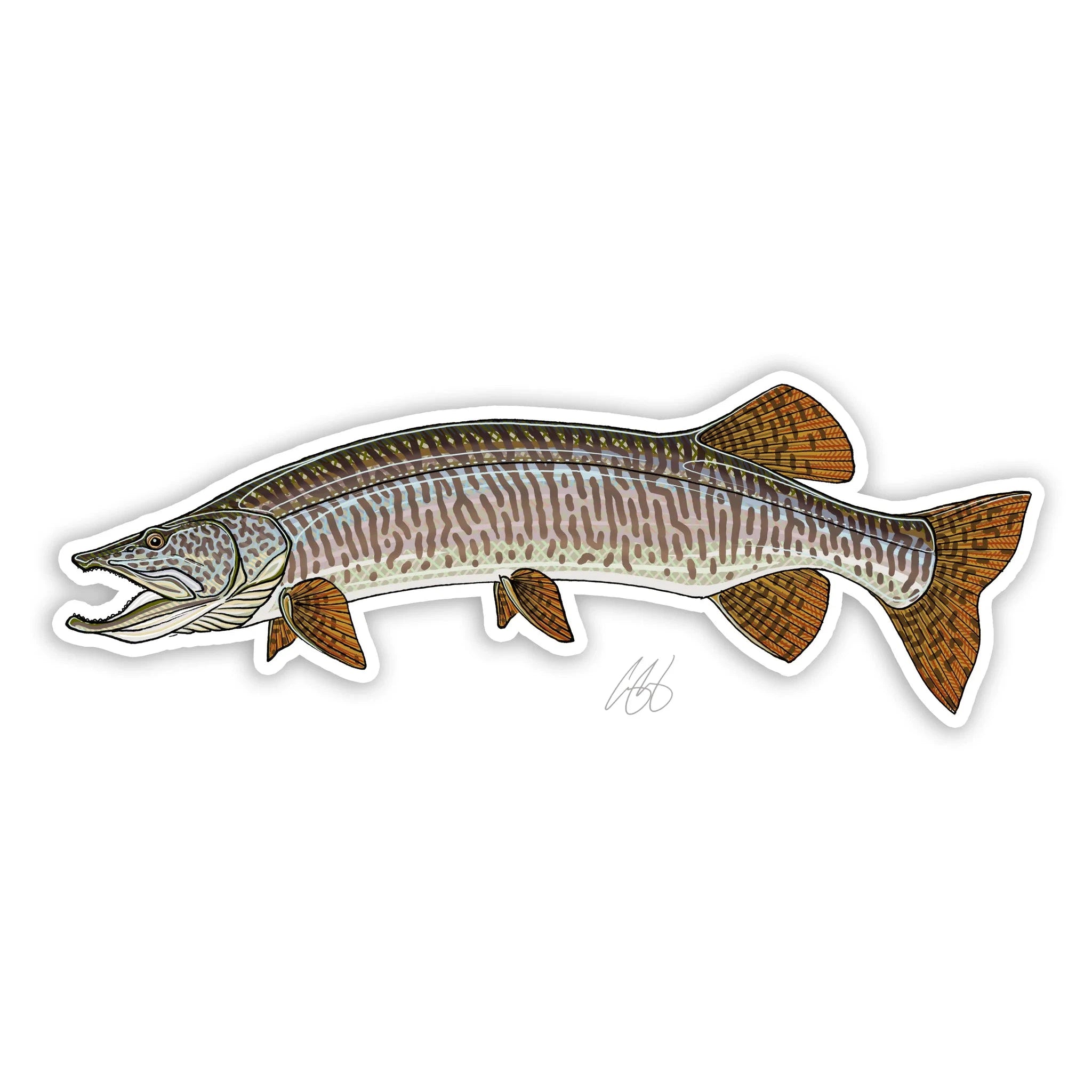 Fishing rod quick case-Underwood Muskie Sticker