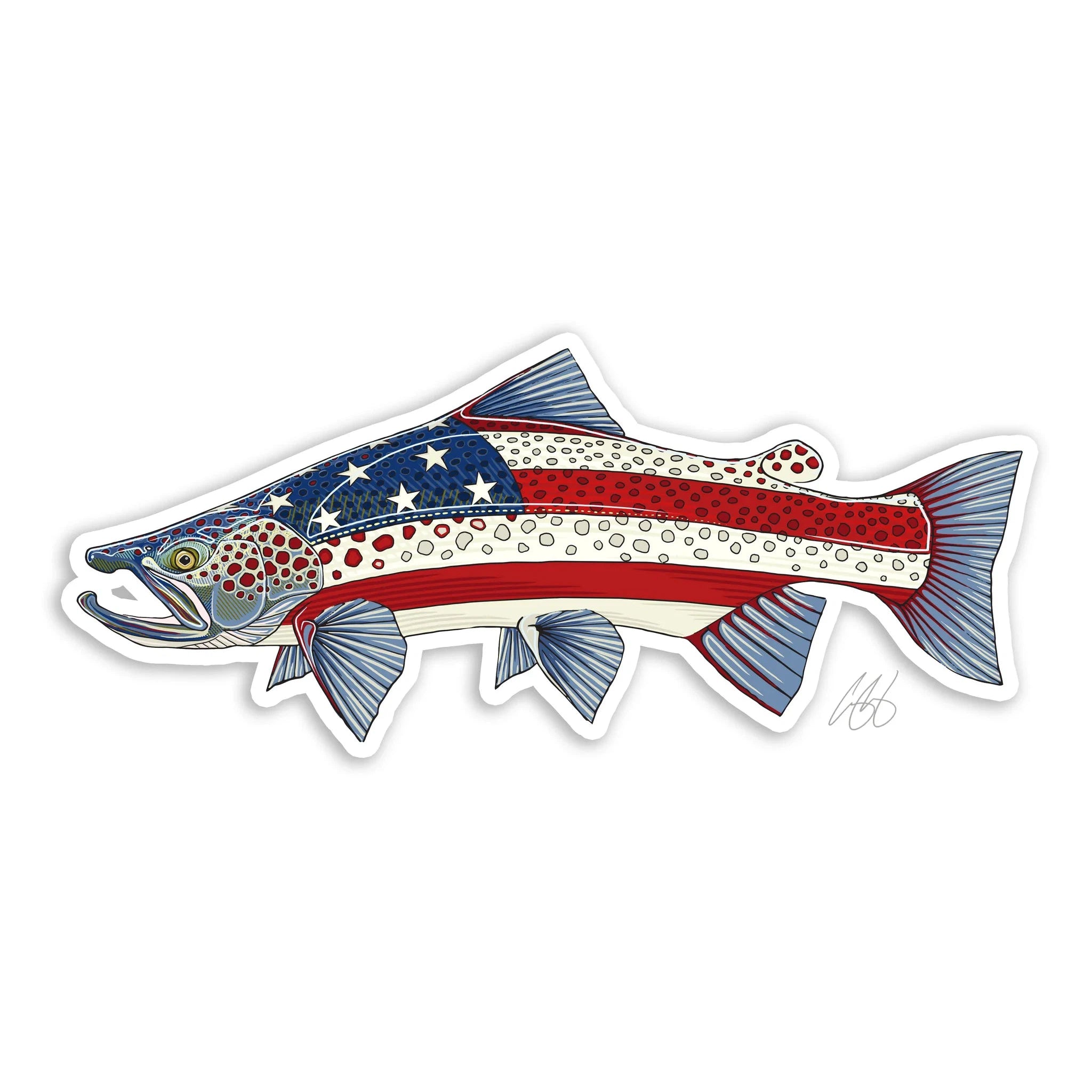 Fishing line knot reach-Underwood USA Brown Trout Sticker