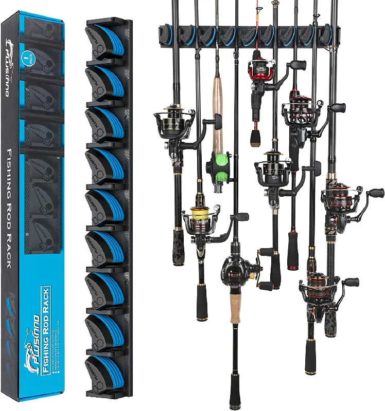 Fishing line cast firm-PLUSINNO V9 Fishing Pole Organizer Holder Wall Rack for Home