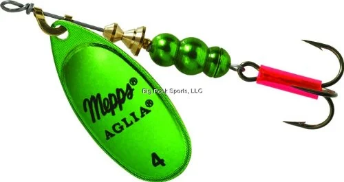 Fishing tackle rigid pouch-Mepps Aglia Inline Spinner 1/3 Oz Green Platium