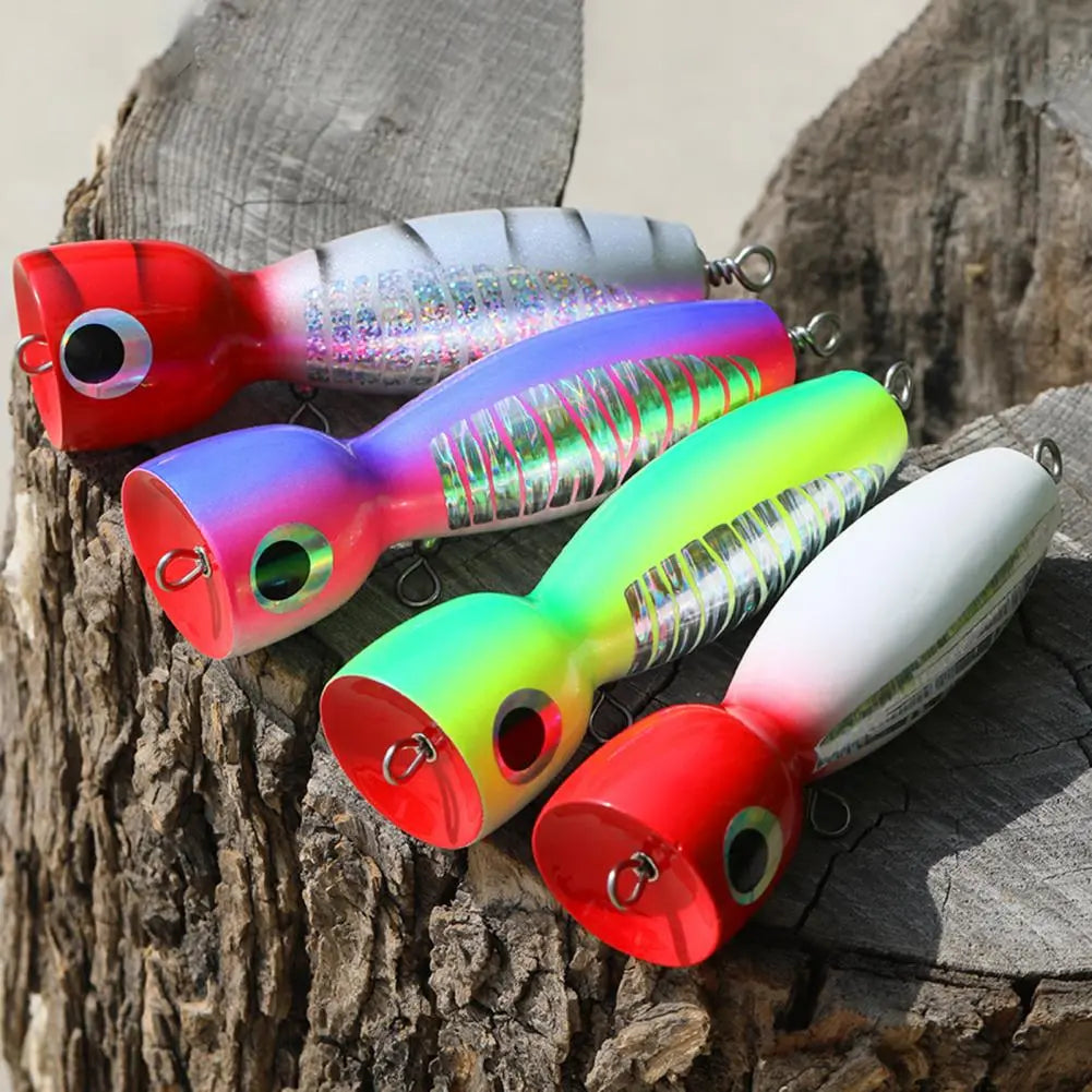 Fishing rod telescopic case-17cm/80g Oversize Bowl Mouth Colorful Painting Lure Bait 3D Big Eyes Sea Fishing Wooden Popper Fake Bait Fishing Supplies