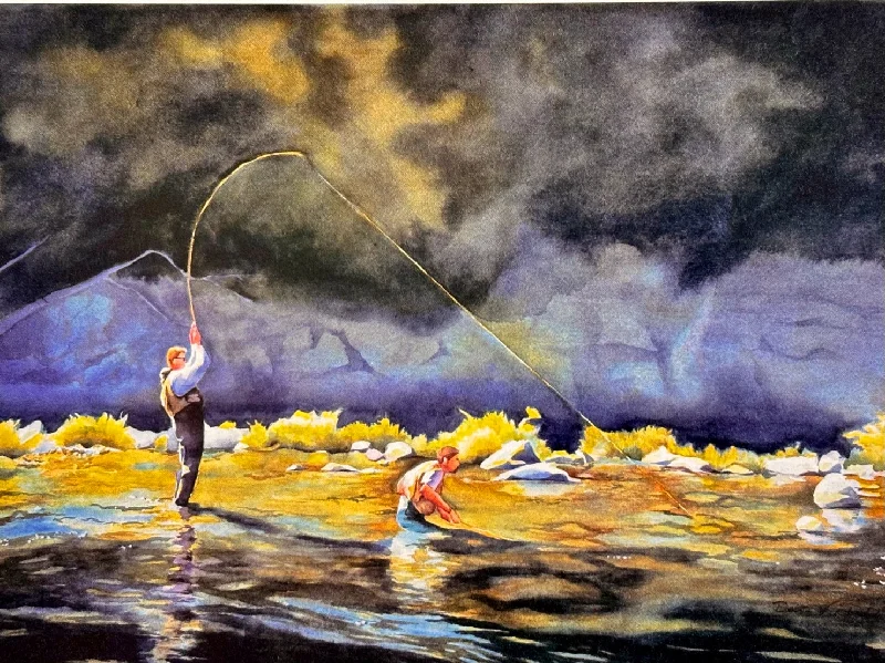 Fishing line cast balance-Artist Notecard - Deb Van Poolen