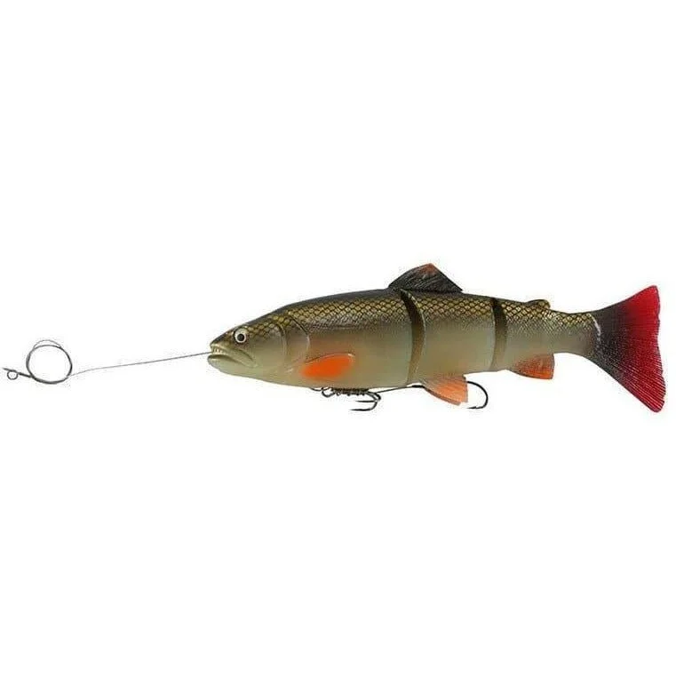 Fishing reel lightweight grip-Savage Gear Pre-Rigged 3D Line Thru Trout Segmented Swimbait SS 8" 3-1/3 Oz Red Horse Sucker