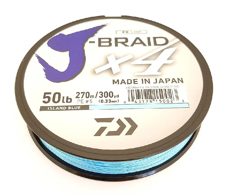 Fishing hook rust balance-Daiwa J-Braid X4 Braided Line 300 Yards Island Blue