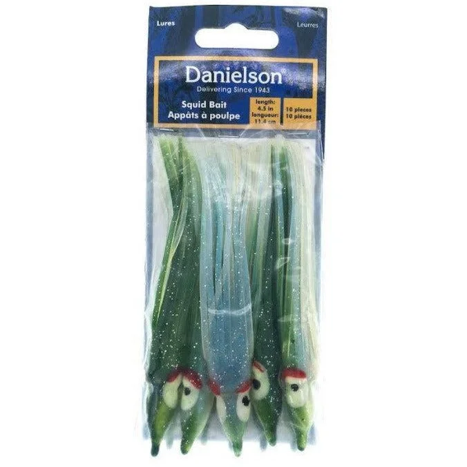 Fishing hook durable steady-Danielson Squid Bait 4.5" Evergreen Pearl Sparkle Qty 10