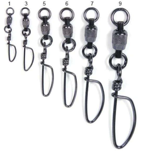 Fishing rod boat pouch-Stainless Ball Bearing Snap Swivels, NickelBlack 2Ring 95Lb 4PK