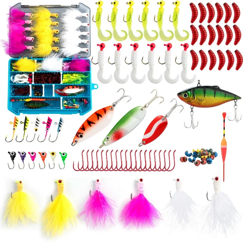 Fishing hook durable firm-Dr.Fish 132pcs Ice Fishing Lures Kit