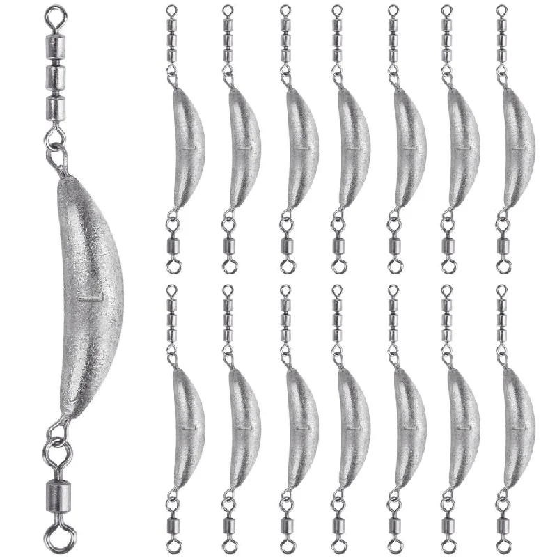 Fishing rod telescopic pouch-THKFISH Crescent Fishing Spin Sinkers with 3 Roller Swivels