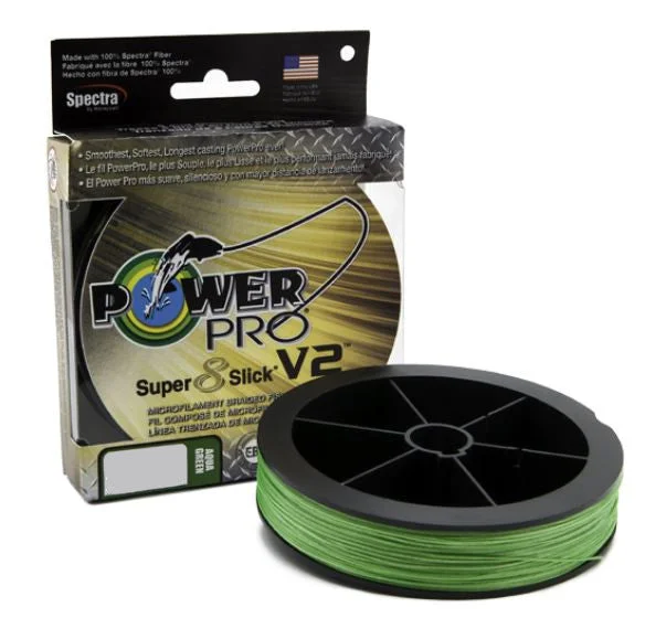 Fishing reel fast cast-Power Pro Super8Slick V2 Aqua Green Braided Line