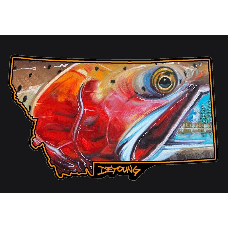 Fishing reel durable hold-DeYoung Cutthroat Face Montana - Decal