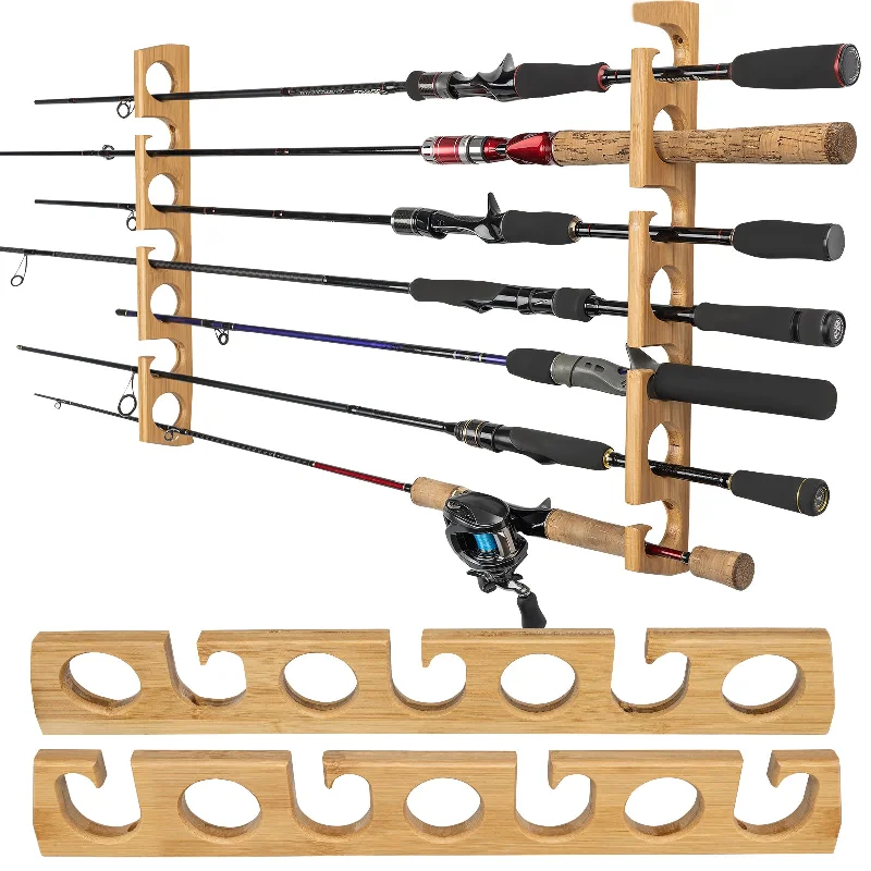 Fishing rod portable case-THKFISH Horizontal Fishing Rod Racks for Garage - Store 7 Rods