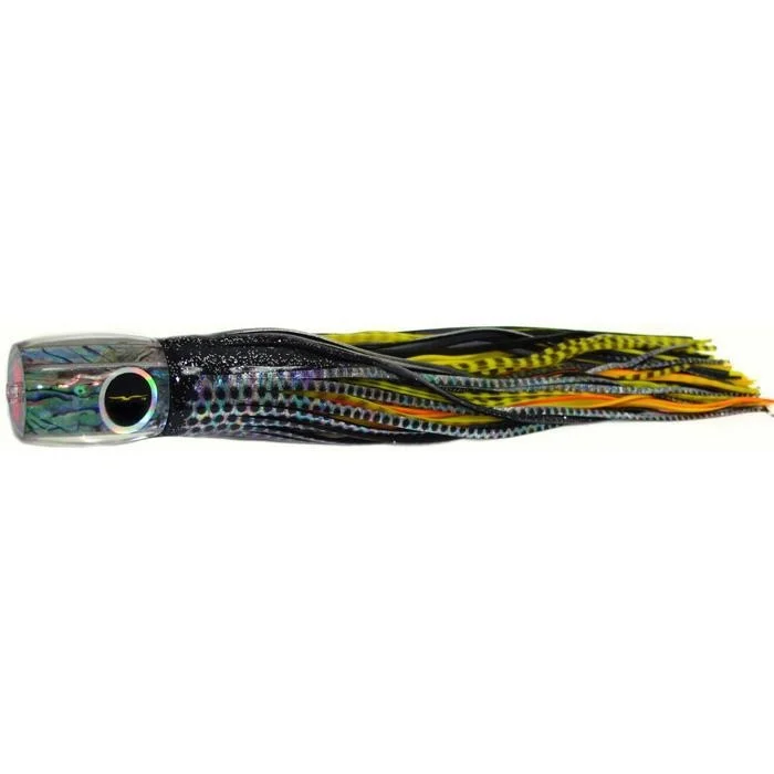 Fishing line cast power-Black Bart Striper Candy Medium Heavy Tackle Lure - Black Dot/Yellow Tiger