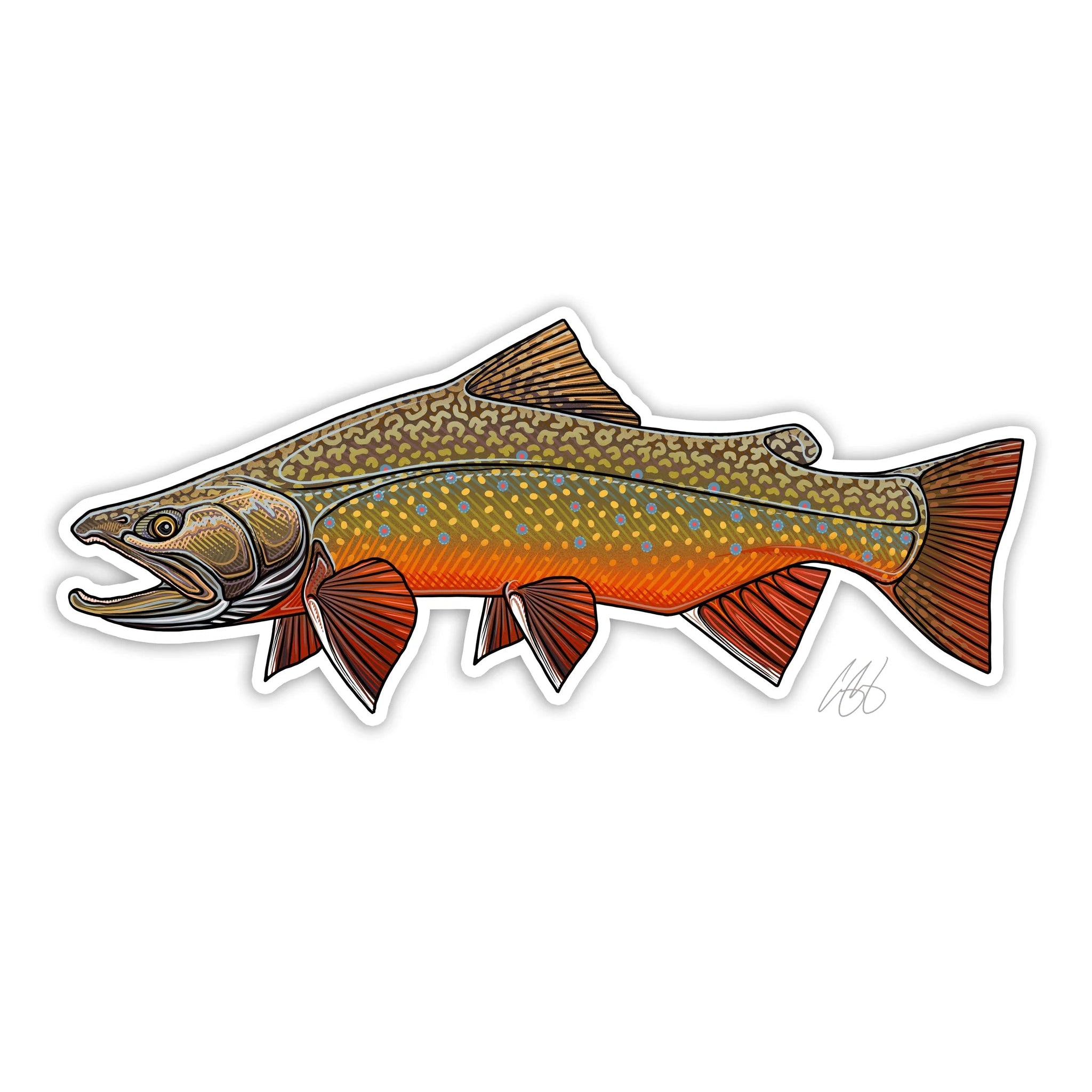 Fishing reel precision control-Underwood Brook Trout Sticker