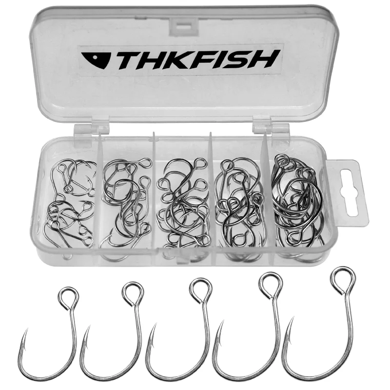 Fishing hook rust reach-THKFISH 50pcs/100Pcs Box Inline Single Hooks Replacement Fishing Hooks