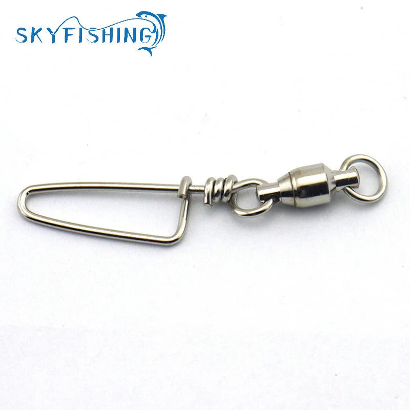 Fishing tackle foldable pouch-10pcs/bag Stainless Steel Ball Bearing Fishing Swivels Snap  Different Size Rolling Sea Fishing Swivels Snaps Connector