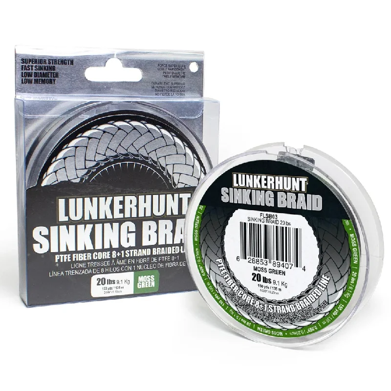 Fishing bait live case-Lunkerhunt Sinking Braid Moss Green 150 Yards