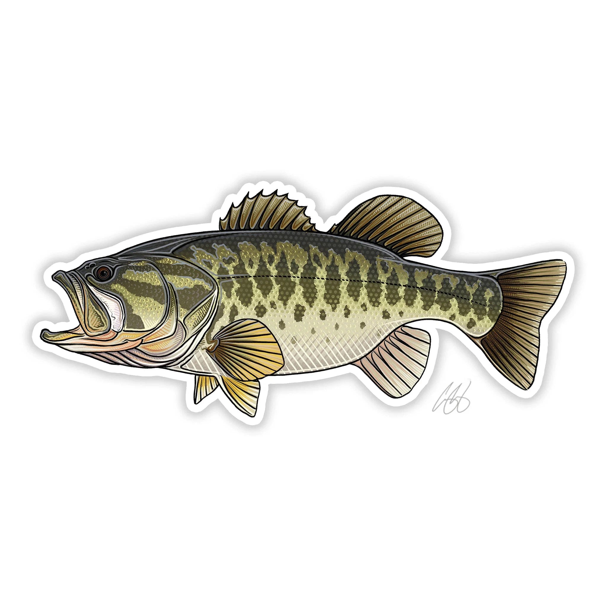 Fishing tackle utility pouch-Underwood Largemouth Bass Sticker