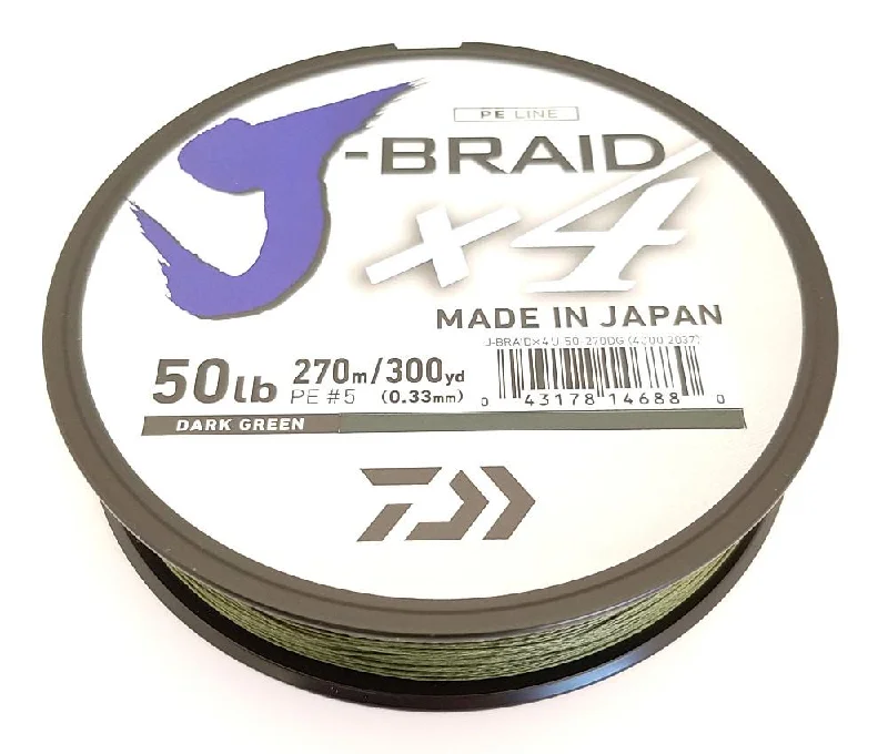 Fishing line smooth control-Daiwa J-Braid X4 Braided Line 300 Yards Dark Green