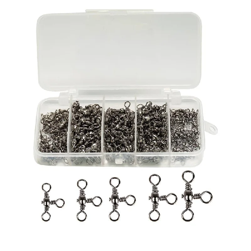 Fishing line spool support-Dr.Fish 150pcs 3 Way Barrel Swivels Kit 35-101lb