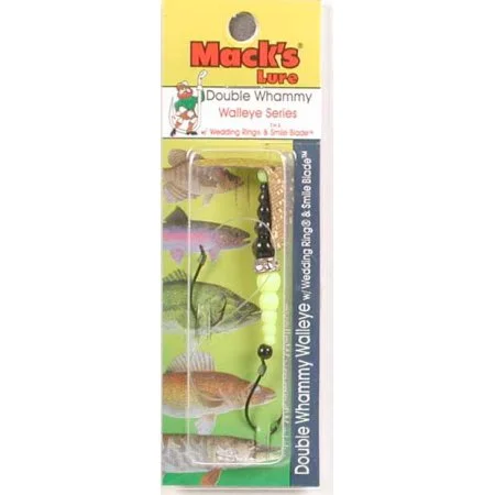 Fishing reel precision control-Mack's Lure Double Whammy Walleye Series Spinner Rig - 1.5" - Black/Gold