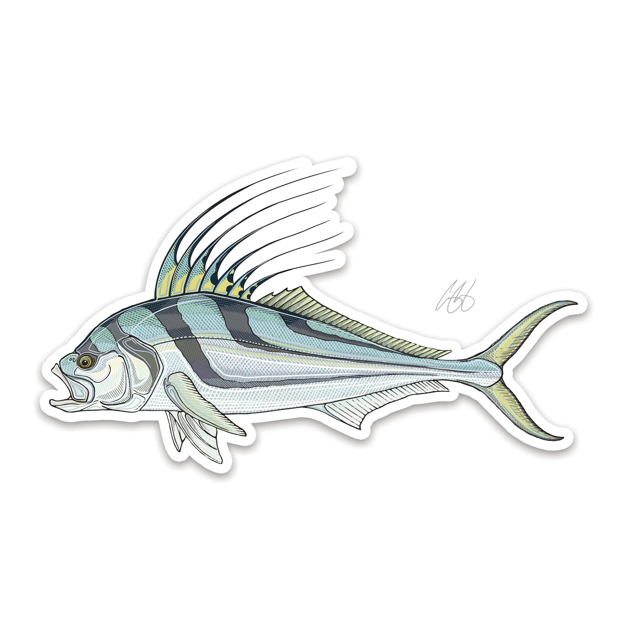 Fishing line spool tension-Underwood Roosterfish Sticker