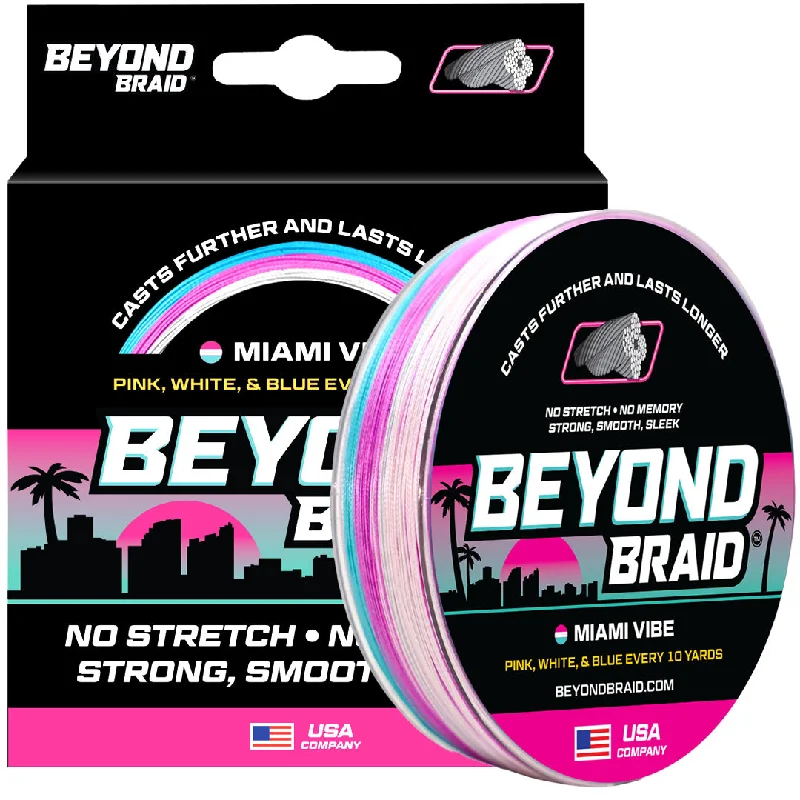 Fishing line thin firm-BEYOND BRAID Miami Vibe - Pink, White, & Blue