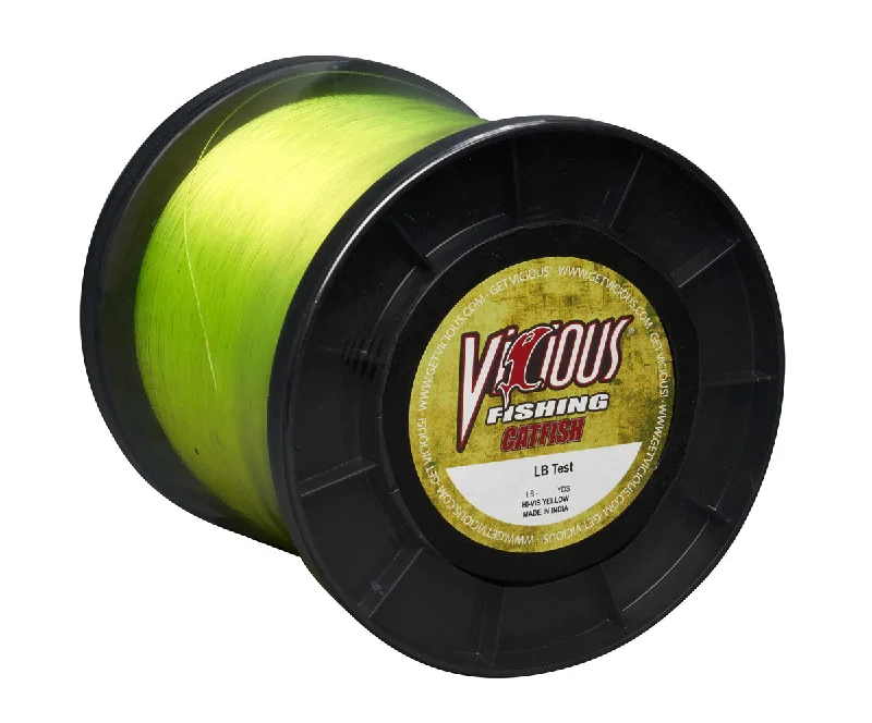 Fishing hook fine reach-Vicious Catfish Hi-Vis Yellow Mono - 2LB Spool