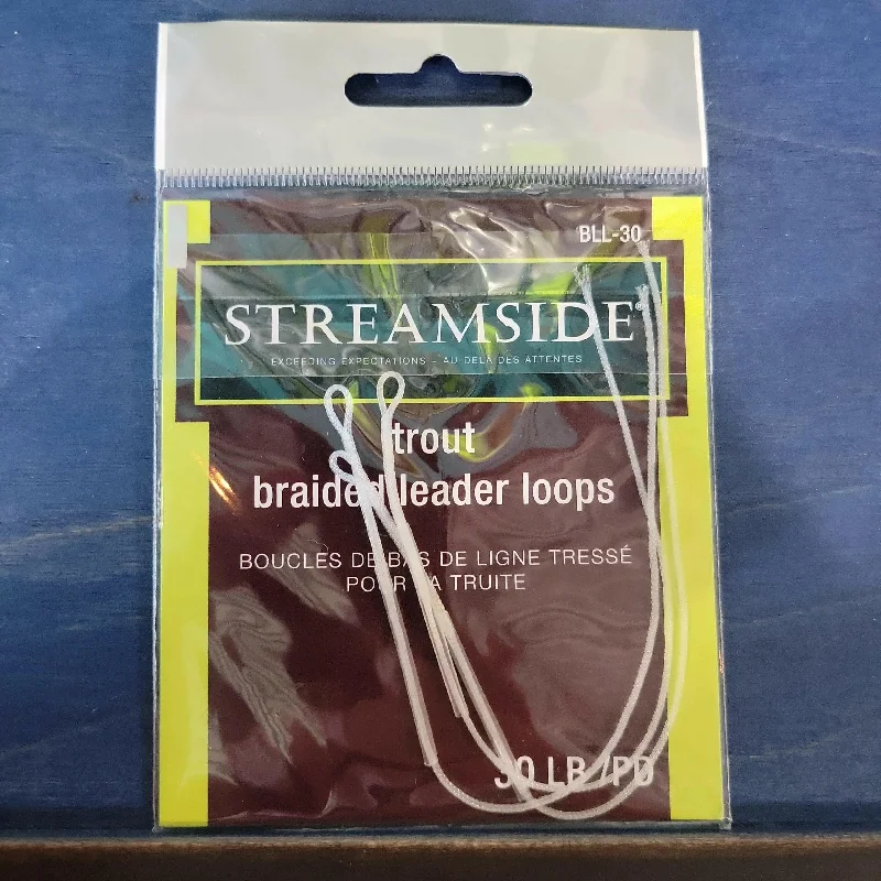 Fishing reel fast control-Streamside Trout Braided Leader Loops 30lbs 3/pk