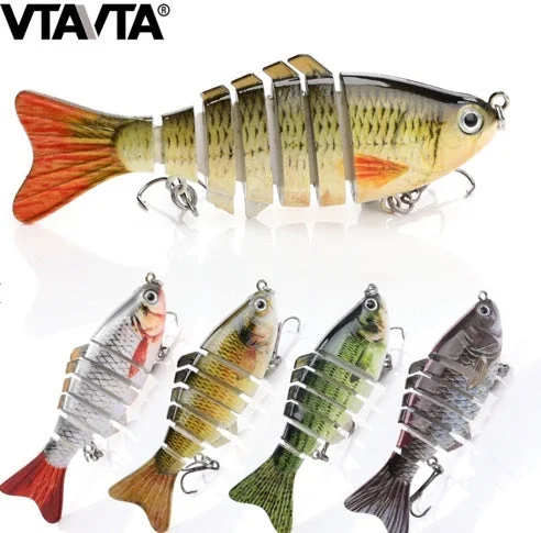 Fishing line spool balance-VTAVTA Multi Jointed Swimbait - Segmented 7pc Lure 100mm 17.5g