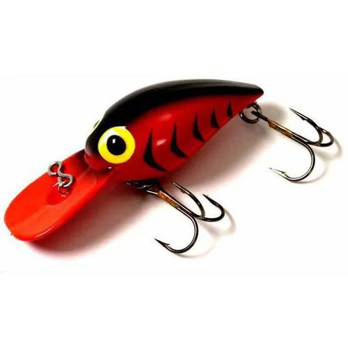 Fishing tackle rigid case-Brad S Mag Wigglers Crank Bait  UV Fluorescent Red/Black Herringbone