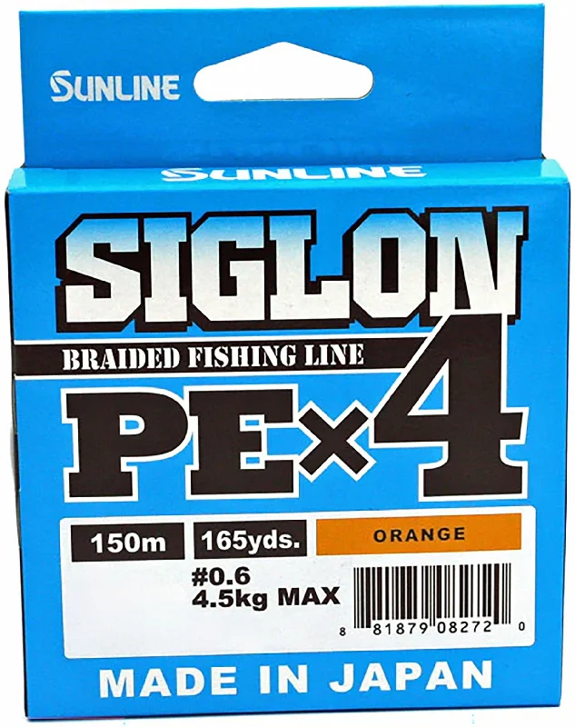 Fishing line cast support-Sunline Siglon PEx4 Orange Braid - 165 Yard Spools