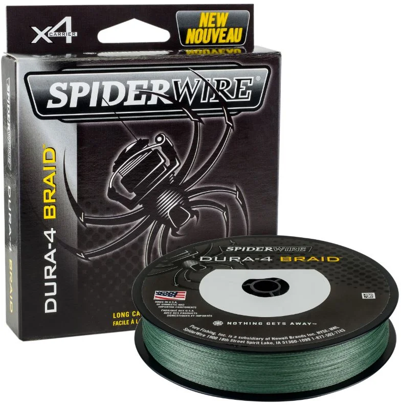 Fishing line thin steady-New Spiderwire Dura-4 Braid Moss Green 150m & 300m Spools - All Sizes