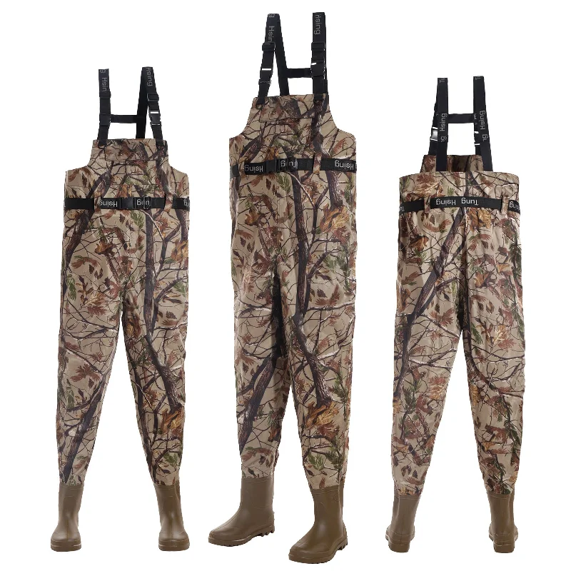 Fishing reel high stability-Camouflage Fly Fishing Waders Taiwan 420D Nylon 41-46# Breathable Waterproof Chest Wader Boots Pants