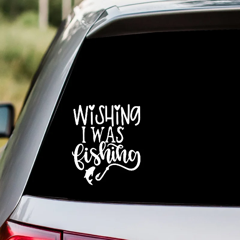 Fishing line knot hold-Wishing I Was Fishing Decal Sticker