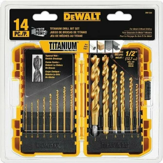 Fishing bait live reach-Dewalt - 14 Piece Titanium Drill Bit Set 1/16"-1/2" 115-DW1354