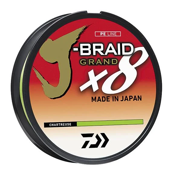 Fishing line knot firm-Daiwa J-Braid Grand x8 Braided Line Chartreuse