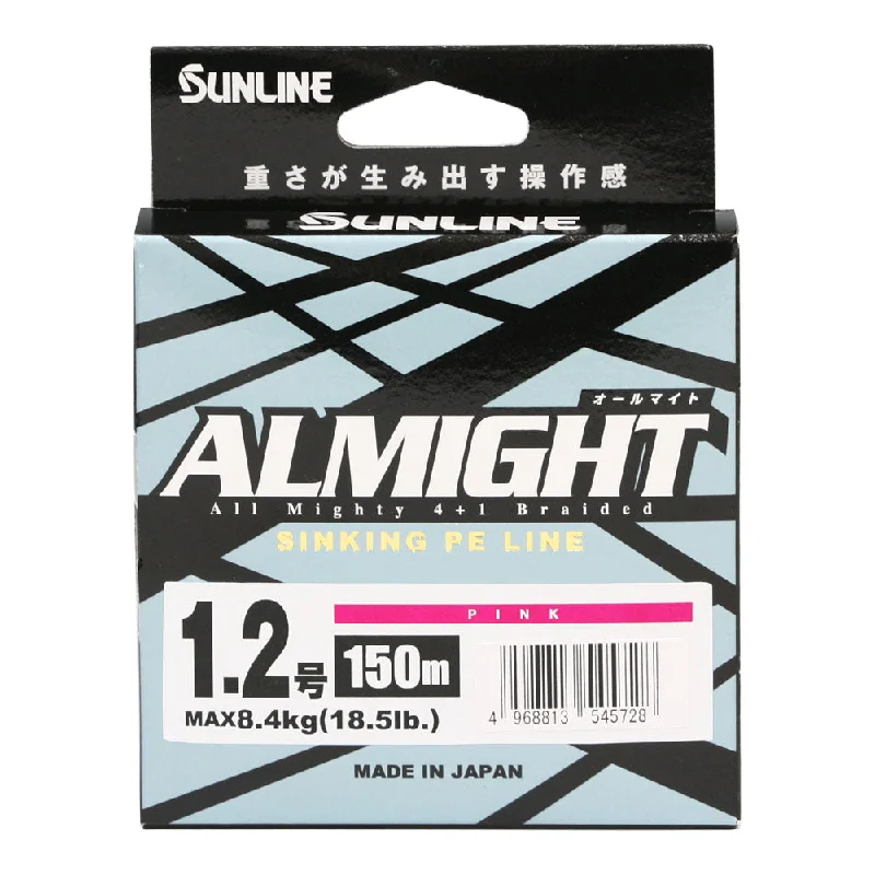 Fishing rod bank case-Sunline ALMIGHT Braided Sinking PE Line, 165 yd Pink