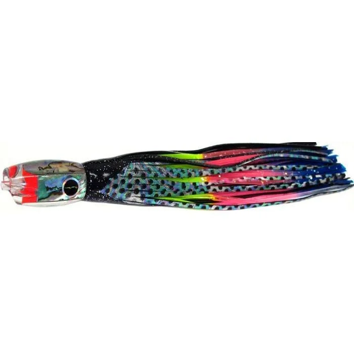 Fishing line cast power-Black Bart Pelagic Breakfast Light Tackle Lure - Black Dot/Rainbow