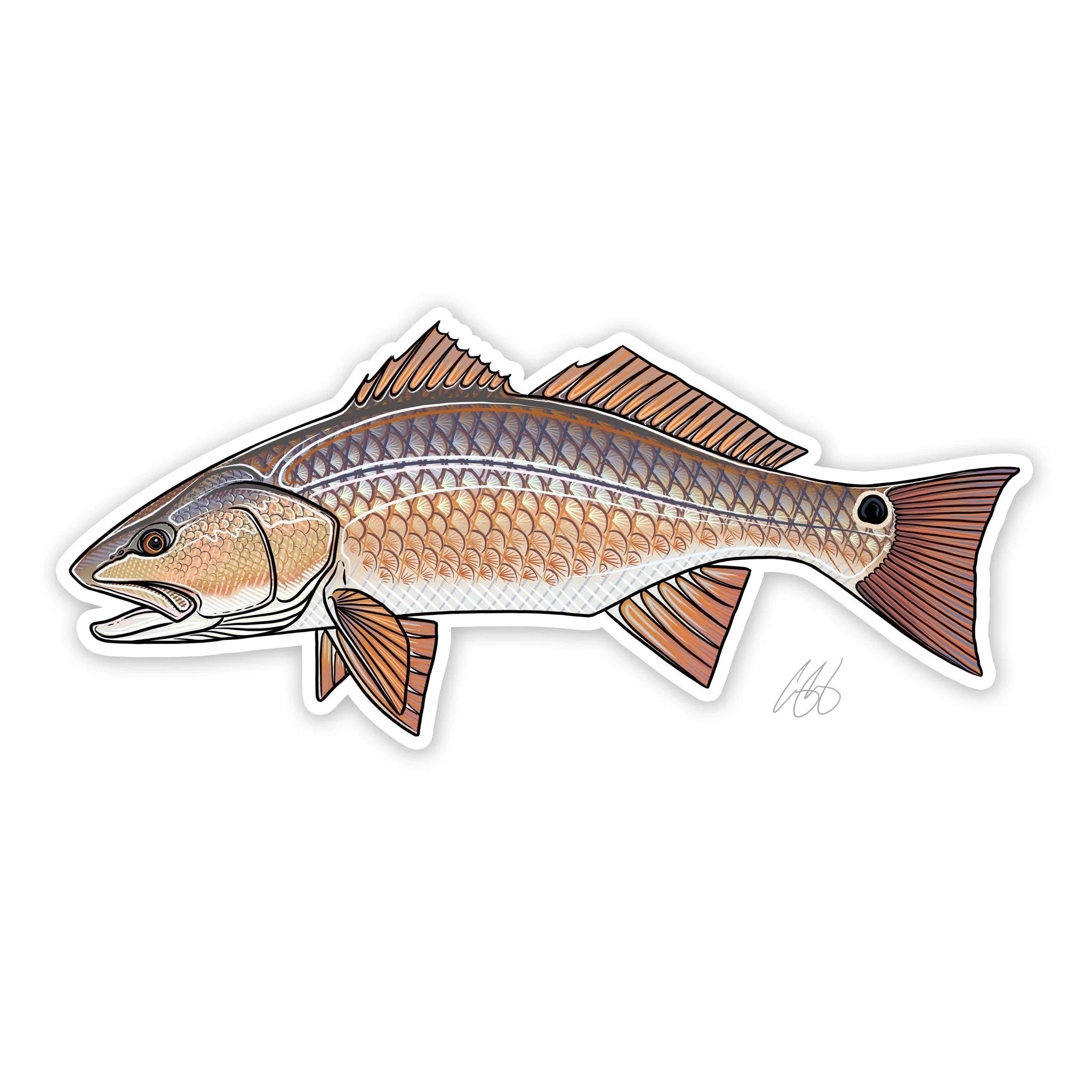 Fishing tackle foldable pouch-Underwood Redfish Sticker